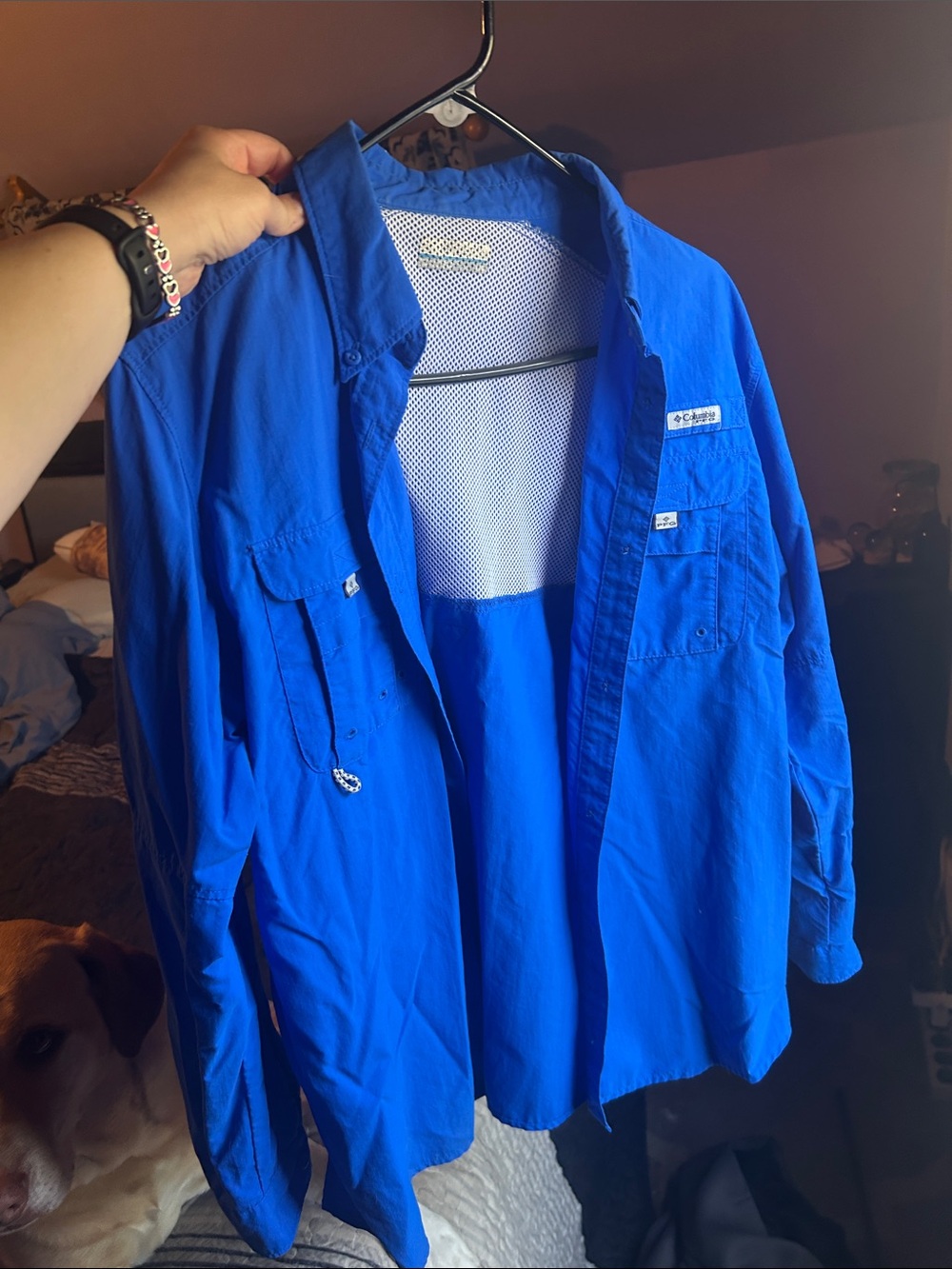 Columbia Royal Blue Vented Long Sleeve Fishing Shirt